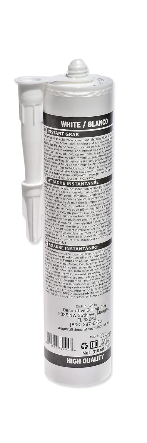 Instant Grab High-Strength White Adhesive – 6-Pack for Multi-Surface Bonding