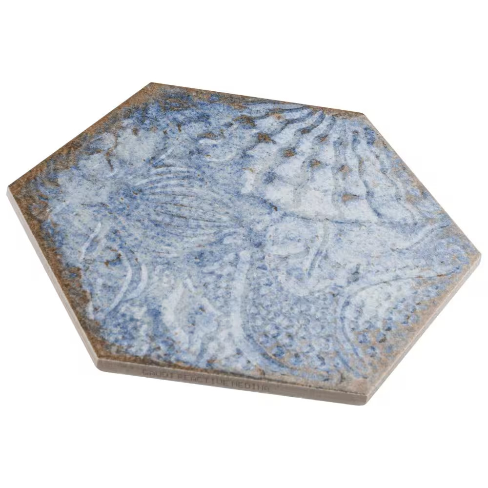 Gaudi React Hex Marina 8-5/8 In. X 9-7/8 In. Porcelain Floor and Wall Tile (11.5