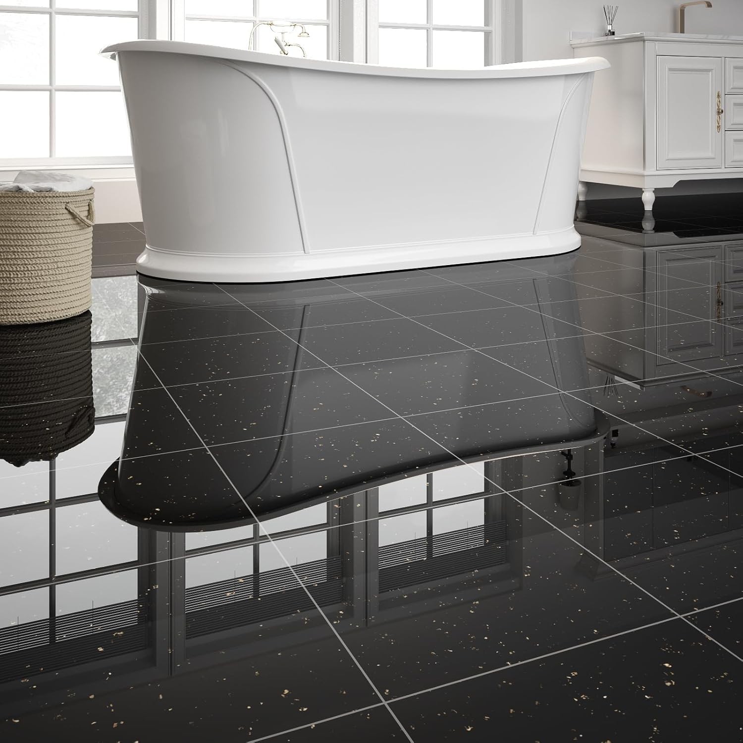 20-Pack 20 Sq.Ft Peel and Stick Floor Tiles Vinyl Glossy Pattern Flooring, 12” X