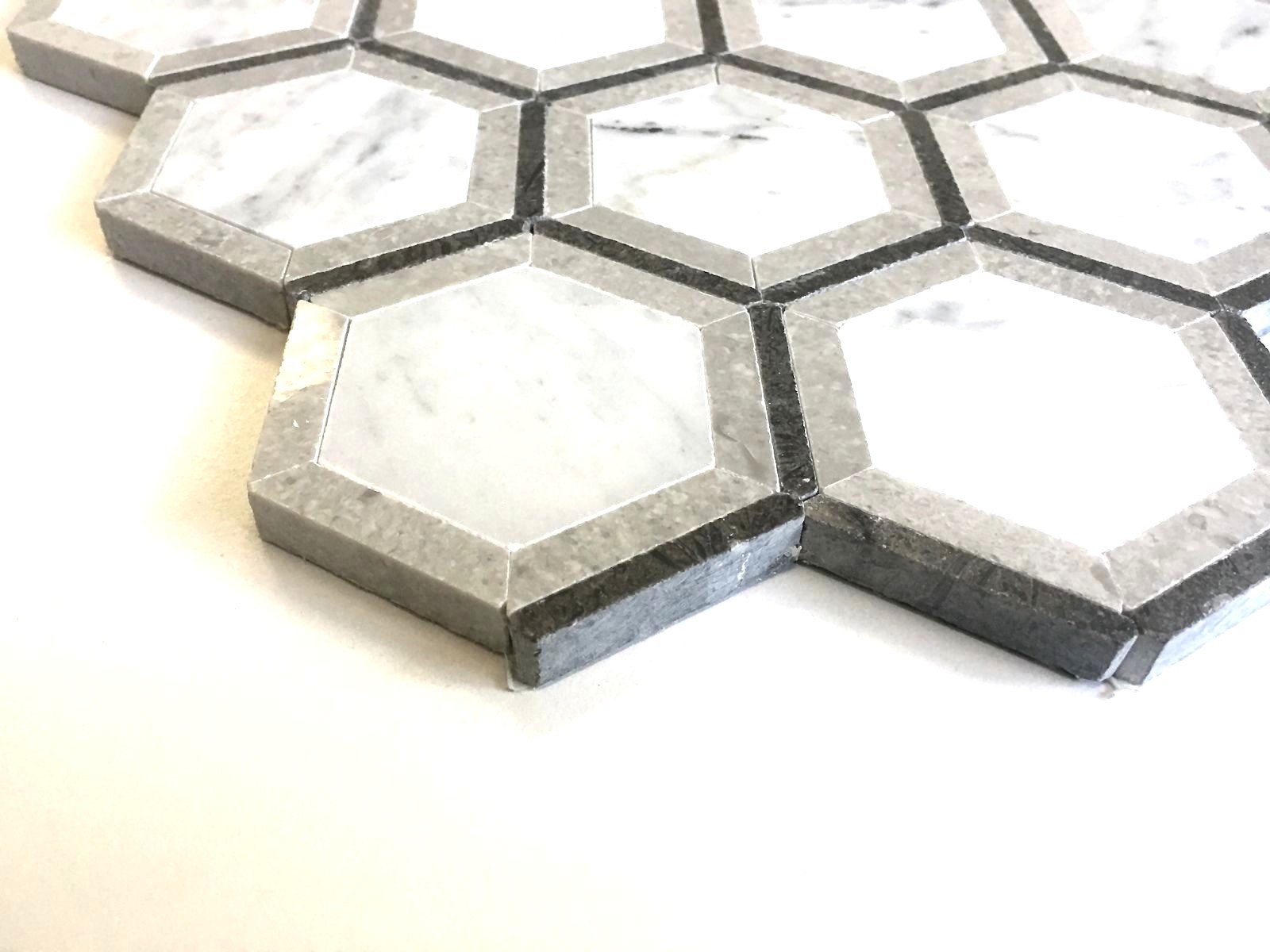 Carrara Spire 11×11 Marble Mix Color Mosaic Wall and Floor Tile Backsplash Bath