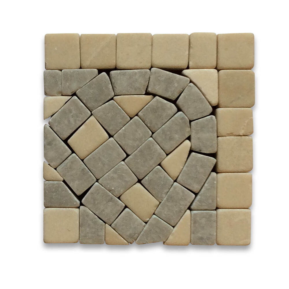 B4657CT Marble Mosaic Border Decorative Tile Quadra Sienna 2.25×2.25 Tumbled