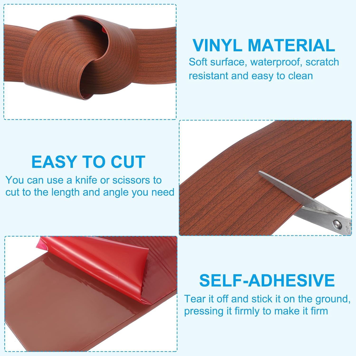 PATIKIL Self Adhesive Floor Transition Strip 10 Ft X 3″ Vinyl Flat Divider Floor