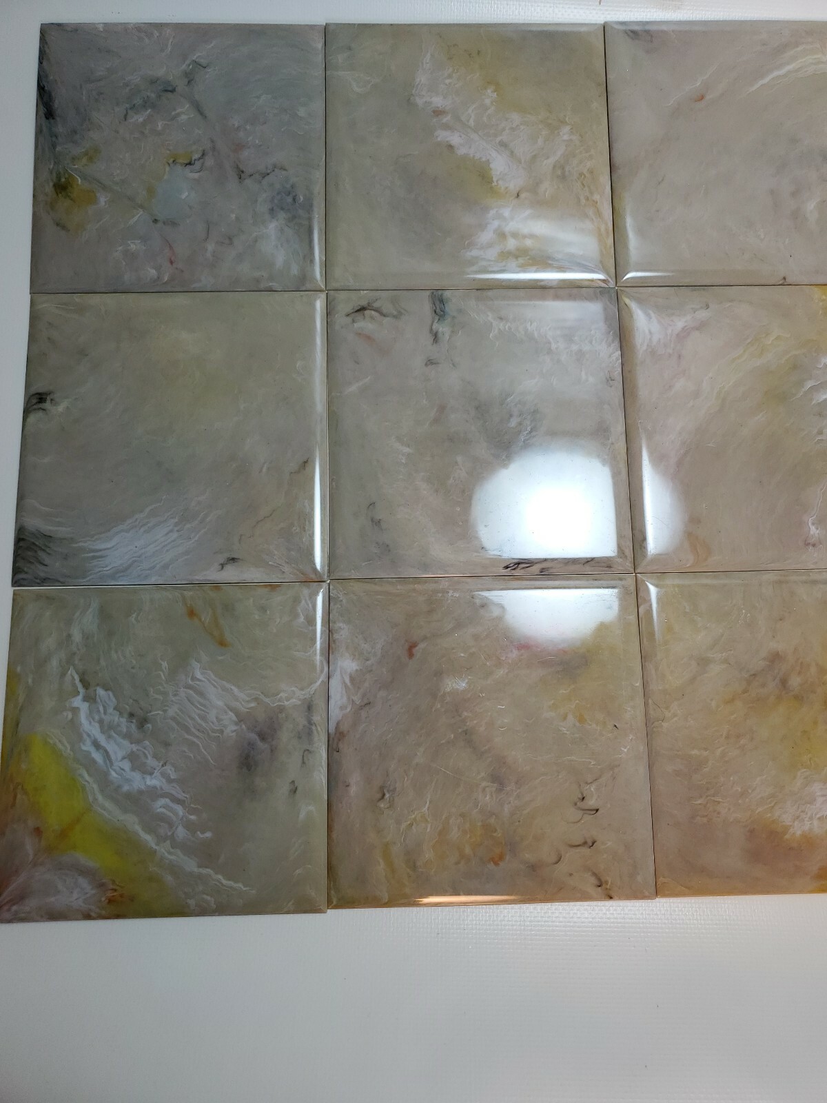 Multicolor Marble Plastic Tile 4 1/4″ wall bathroom kitchen polystyrene Vntg NOS
