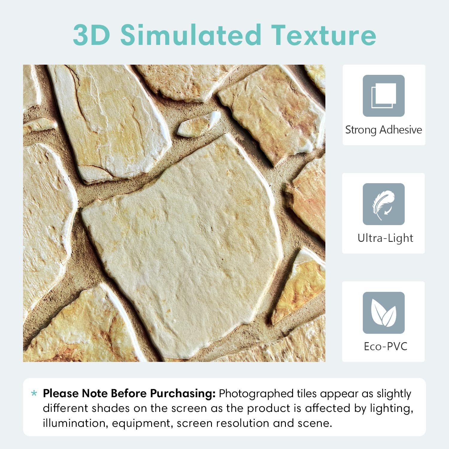 10 Pcs 3D Faux Stone Panels Peel and Stick – 11.8″x11.8″ PVC 3D Wall Panels B…