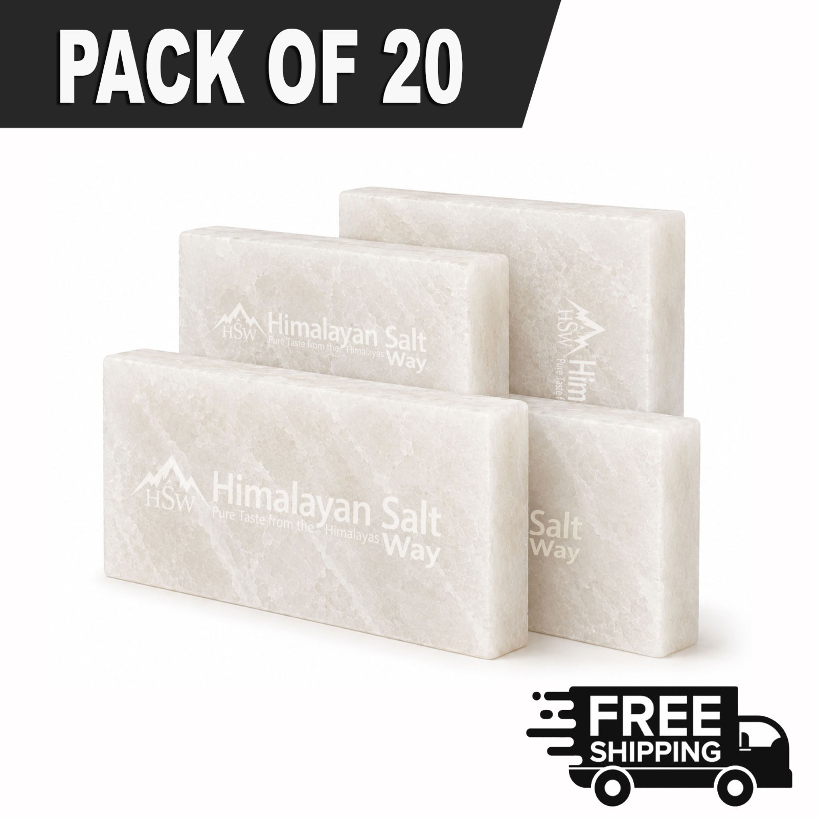 White Himalayan Salt Tiles 8″ x 4″ x 1″ Pack 20 for Spa Salt Wall Home Decor