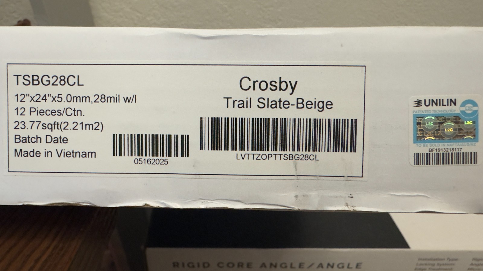 Crosby Trail Slate Beige 12×24 Luxury Vinyl Tile Flooring 5mm 28mil 23.77sqft/Bo