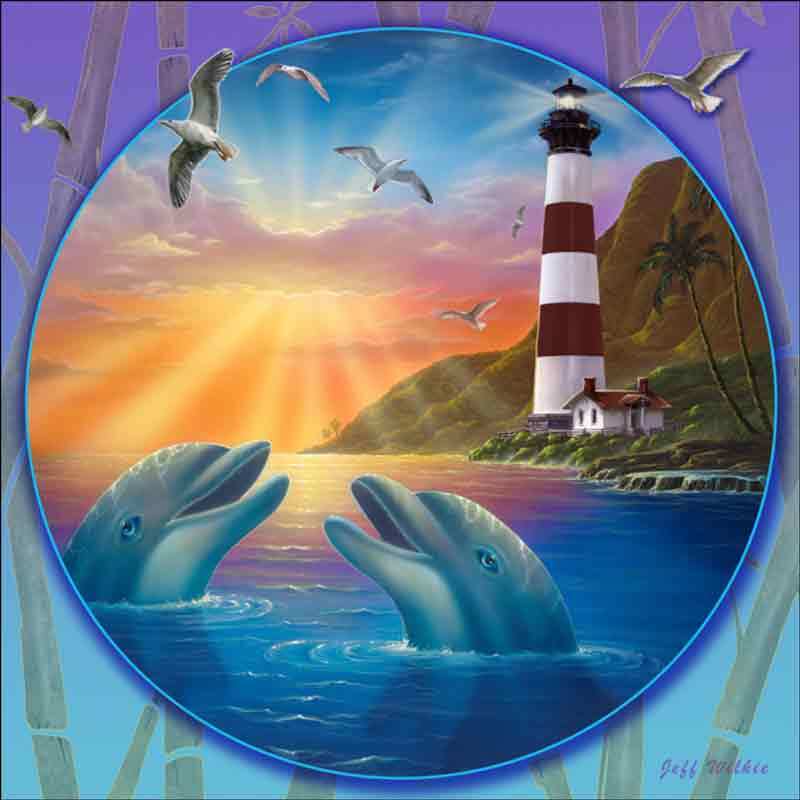 Undersea Accent & Decor Tile Jeff Wilkie Dolphin Art POV-JWA045AT