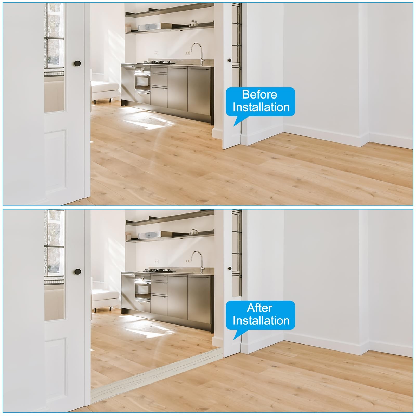 PATIKIL Self Adhesive Floor Transition Strip 20 ft x 1.6″ Vinyl Flat Divider Flo