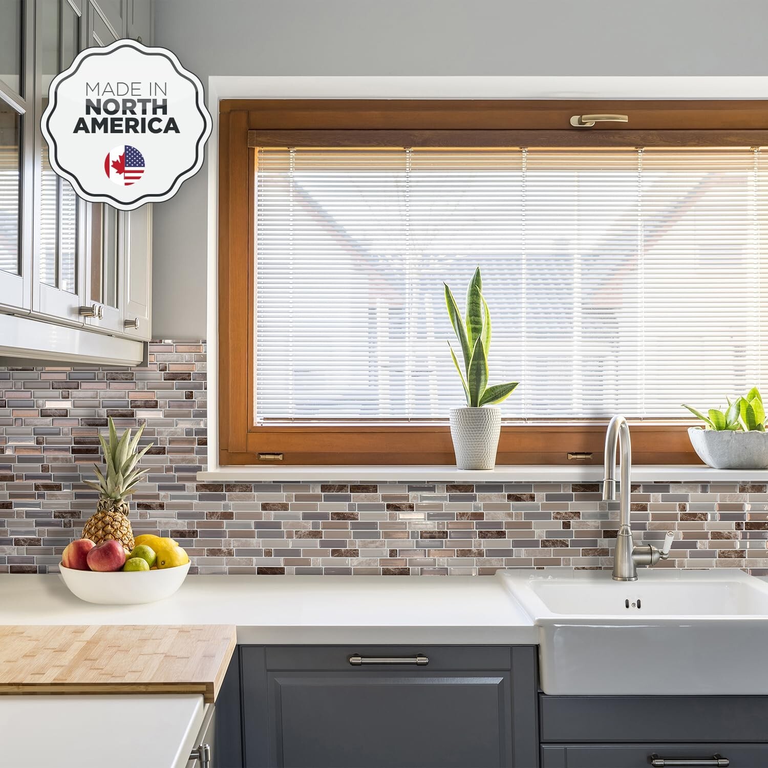 SMART TILES Peel and Stick Backsplash – 5 Sheets of 9.36″ x 9.73″ – 3D Adhesi…