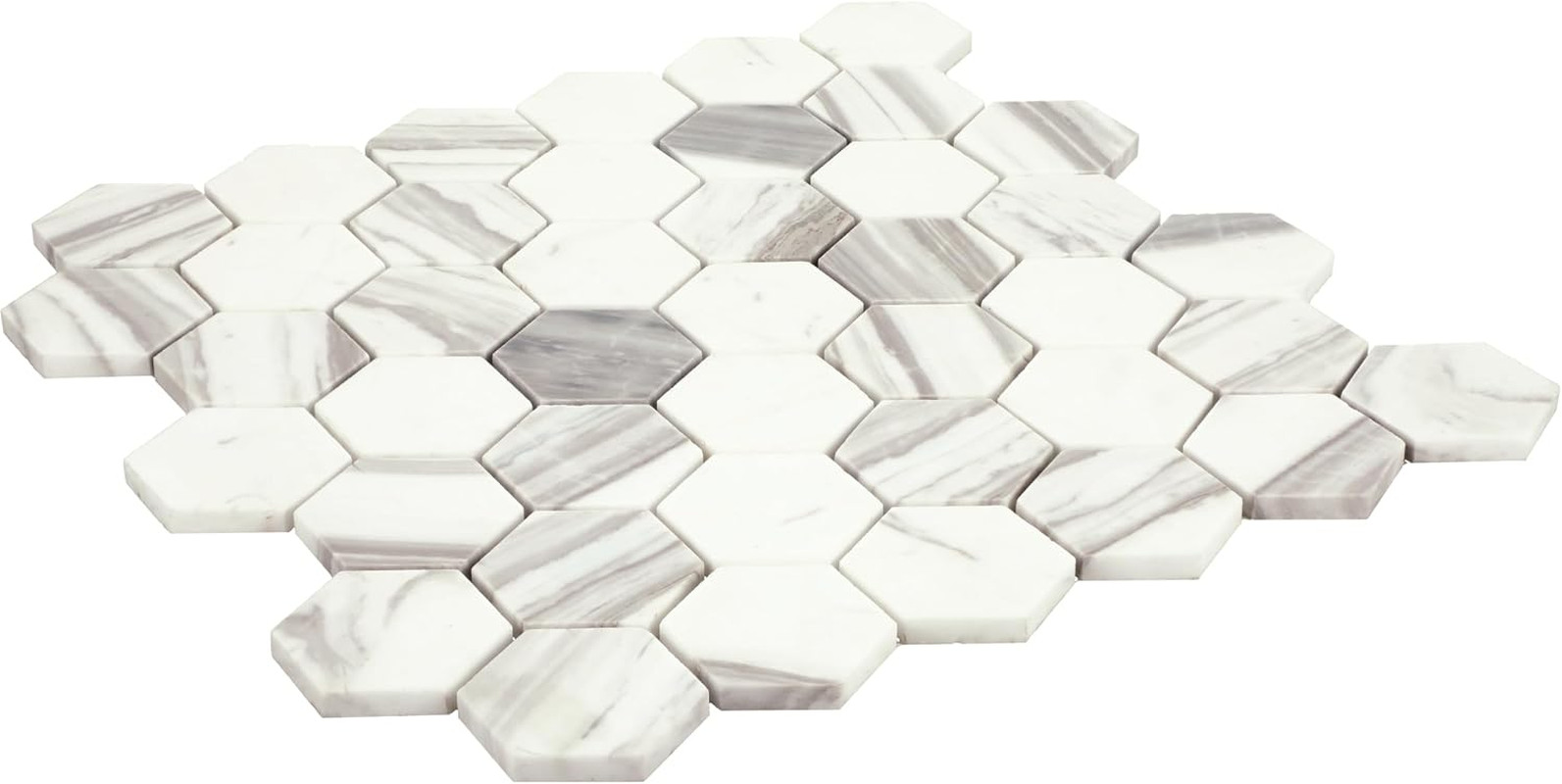 Eclessia Hexagon Marble Mosaic Tiles – 10 PCS, 9.70 SQFT per Carton