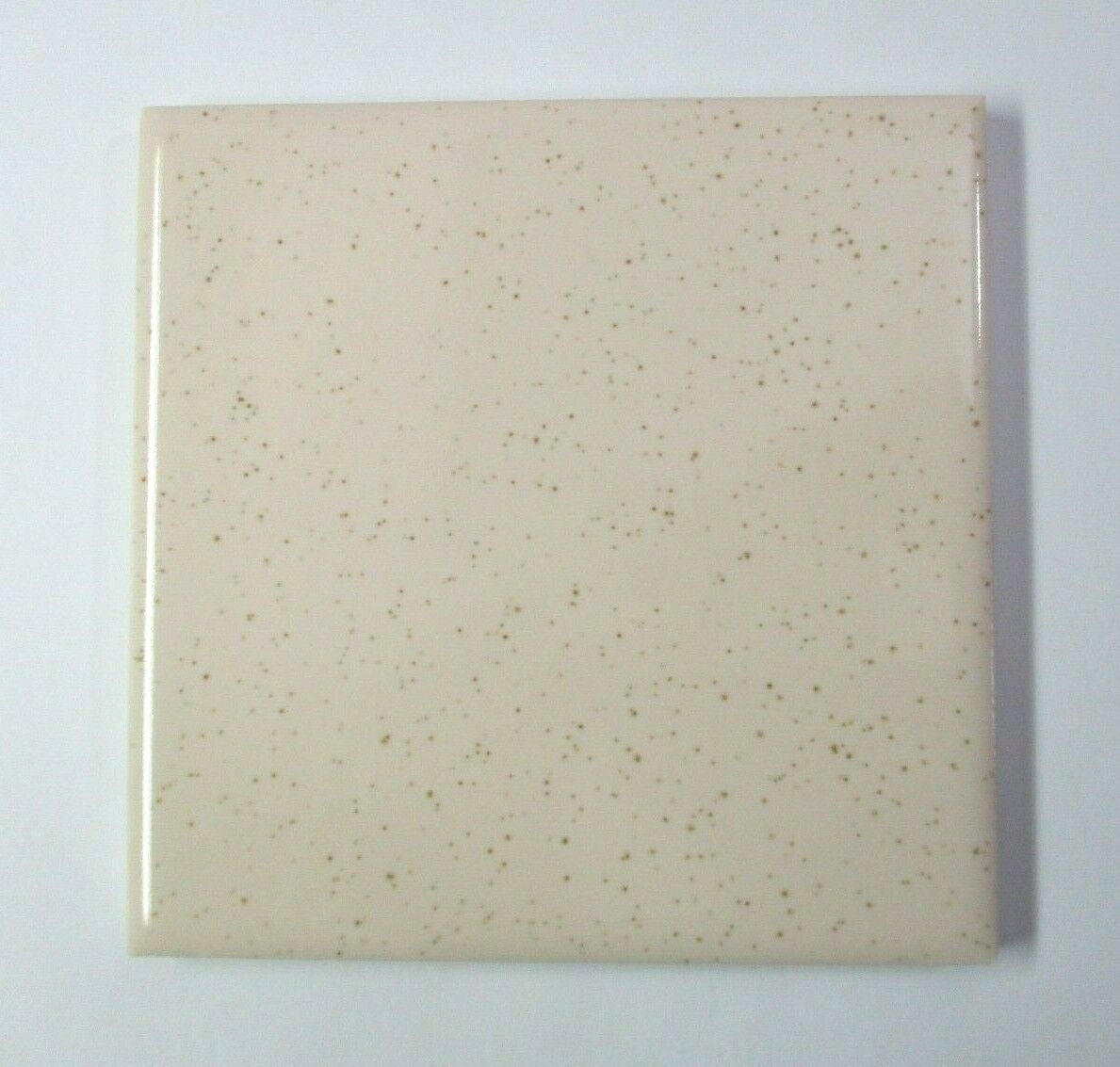 1 Tile Wheeling USA 4-3/8 Gloss Brown Specks Buckwheat on Beige Ceramic Wall MCM