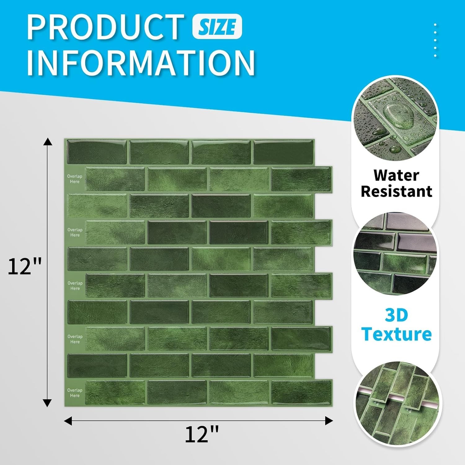 Transform Your Kitchen with Jade Green 10-Sheet Peel and Stick Tiles – 12″x12″