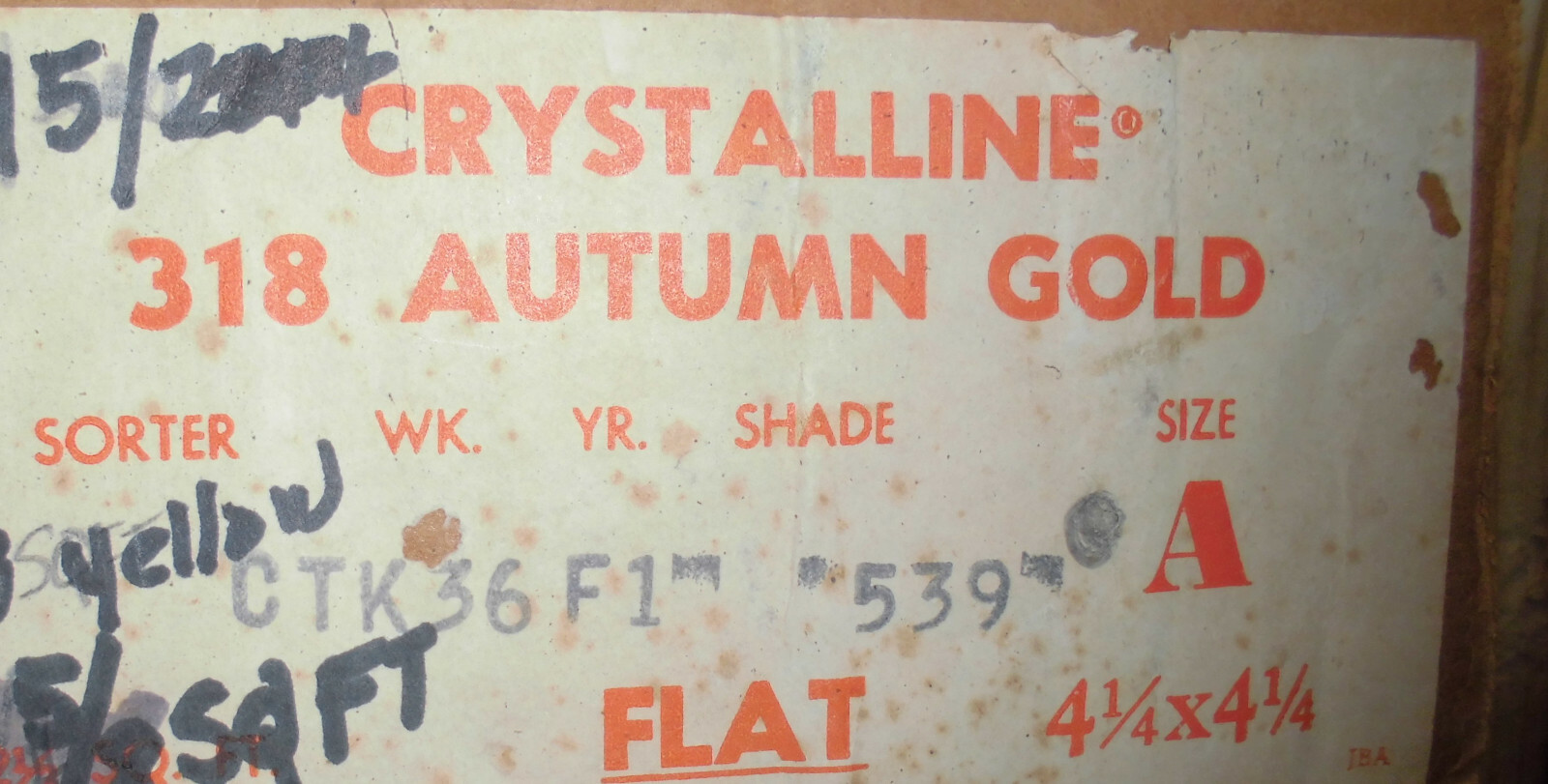 1 pc. *Golden Yellow* Ceramic Tile Crystalline Glazed by American Olean 4-1/4″