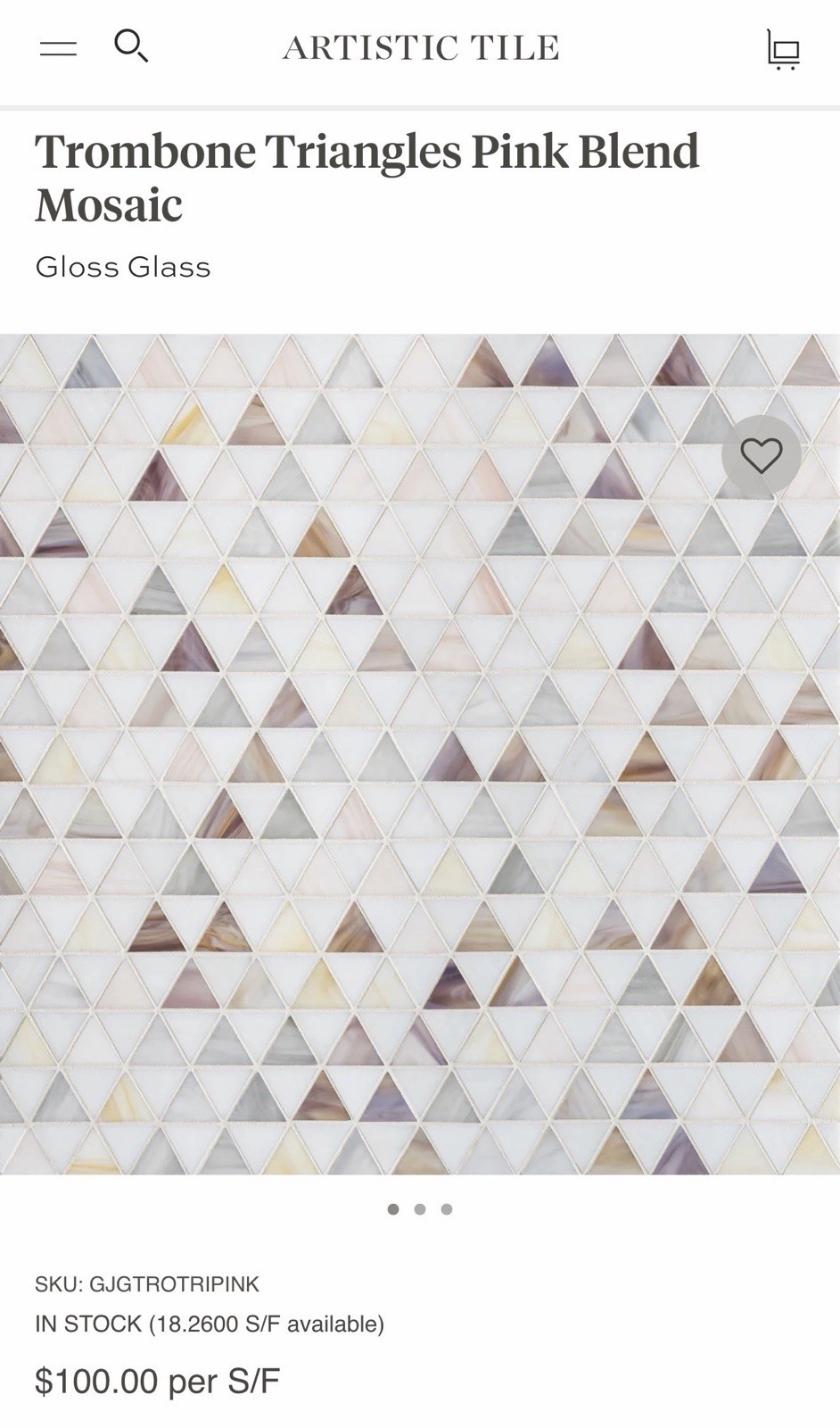 Artistic Tile Trombone Triangles Pink Blend Glass Mosaic Luxury Tile Sheets