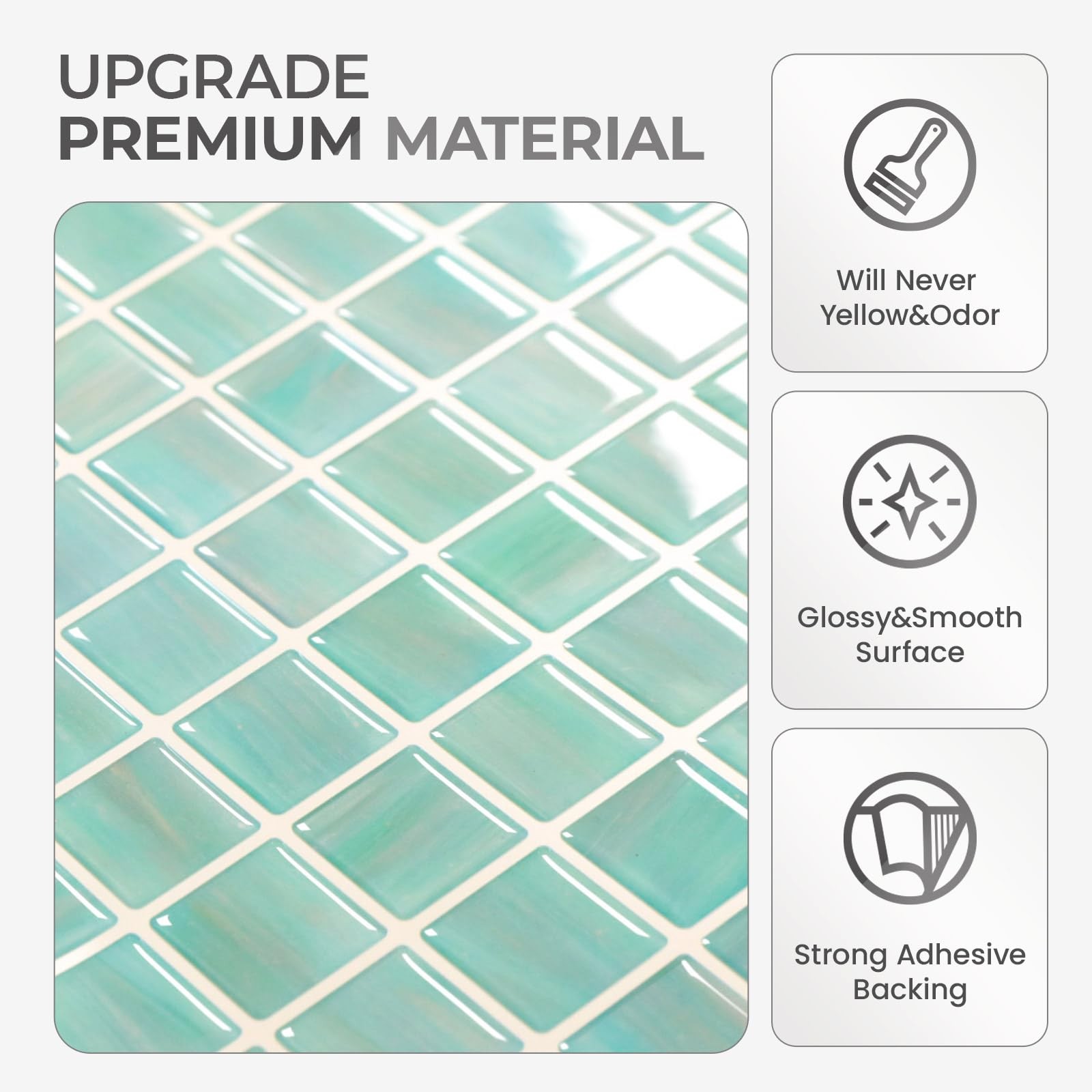Walanz 5 Pcs Peel and Stick Backsplash,3D Adhesive Wall Tiles-Ocean Jade