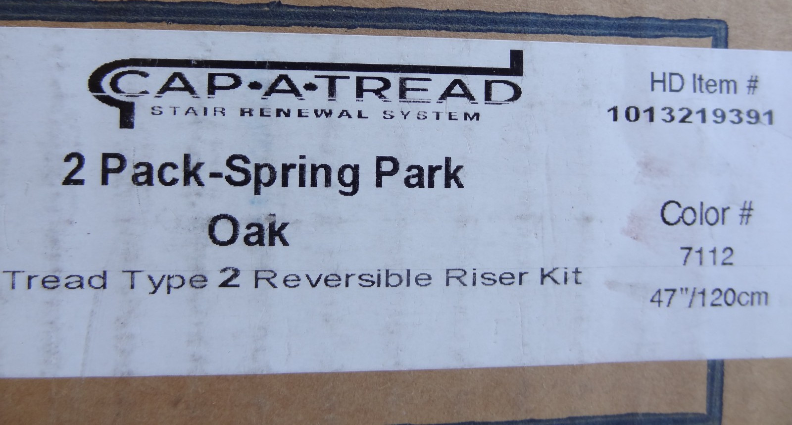 Cap A Tread 2 Pk Spring Park Oak 47″ Vinyl Overlay Stair Tread & Riser Kit 7112