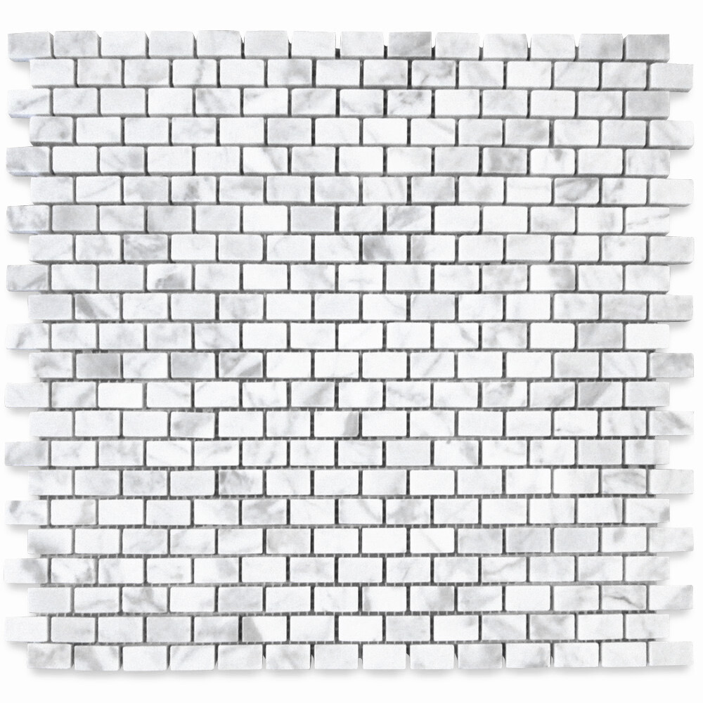 C60XP Carrara Marble Mini Brick Subway Mosaic Tile Polished Venato Carrera