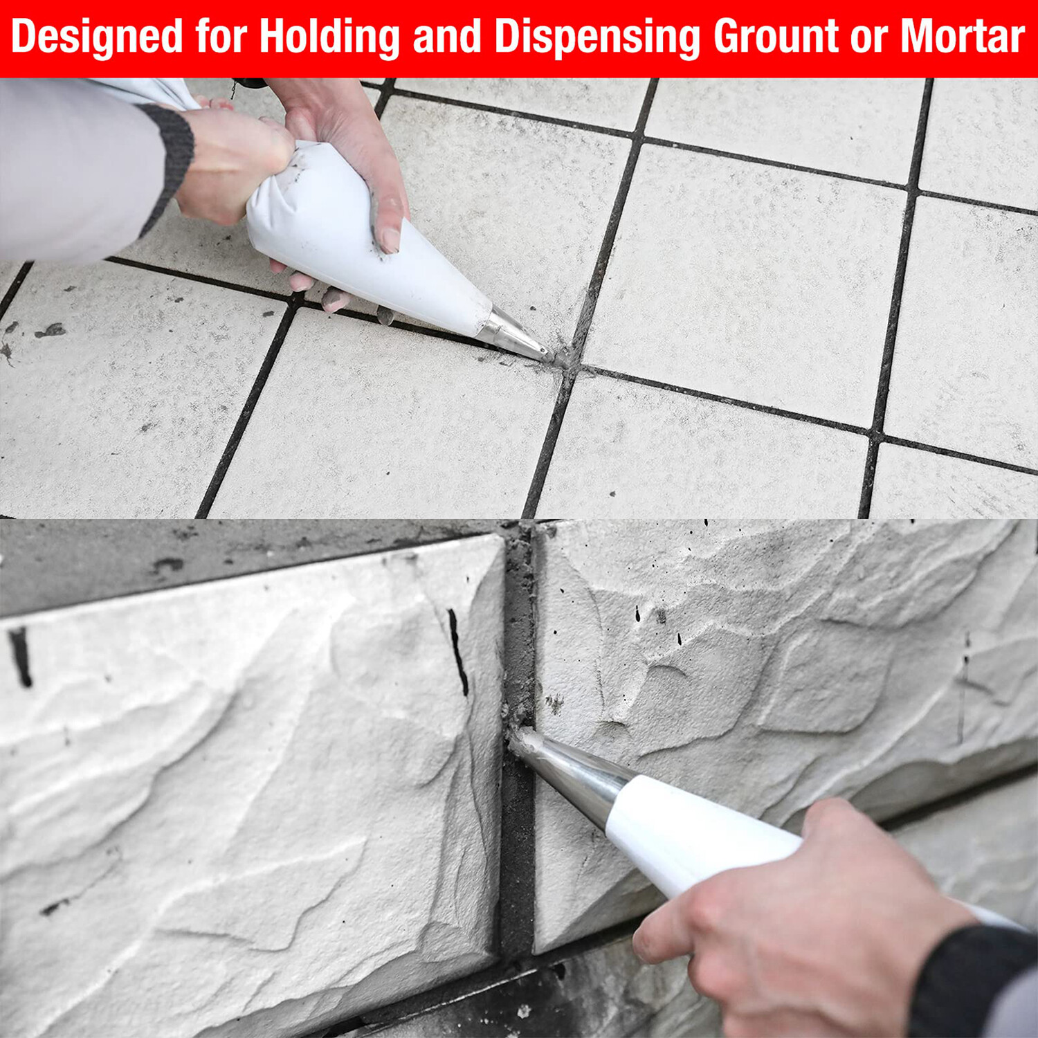 Goldblatt 4PC Tile Grout Masonry Mortar Bag Set 3PC Grout Bags 1PC Brick Jointer