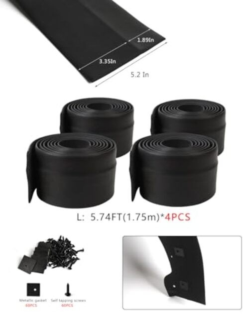 XmuxHai 5.2IN*5.74FT*4PCS Rubber Fender Extension Flexible Rubber Wheel Arch
