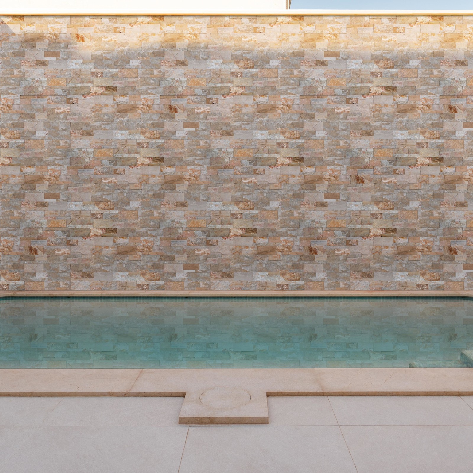 Ackland AKPLPQ9X24F-PL 9″ x 24″ Quartzite Hardscape Wall Tile – – Amber Cream