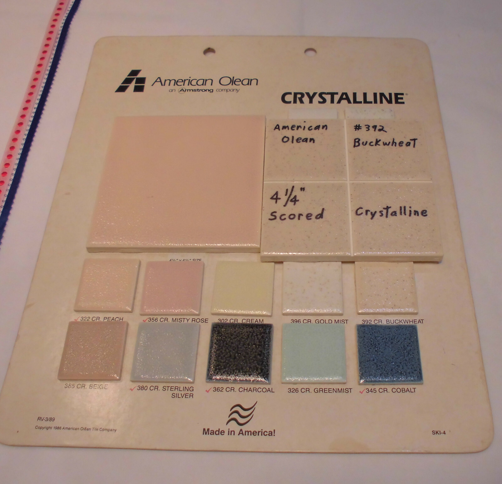 1 pc. *Buckwheat/Browns* 4-1/4″ Ceramic Tile; Scored Crystalline American Olean
