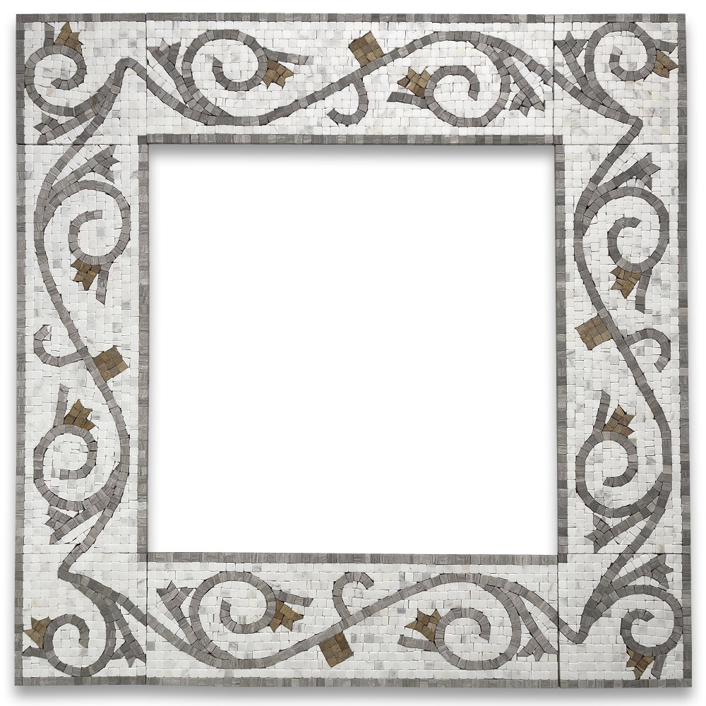B0078T Marble Mosaic Border Listello Accent Tile Floral White Wooden 5.9×18.5