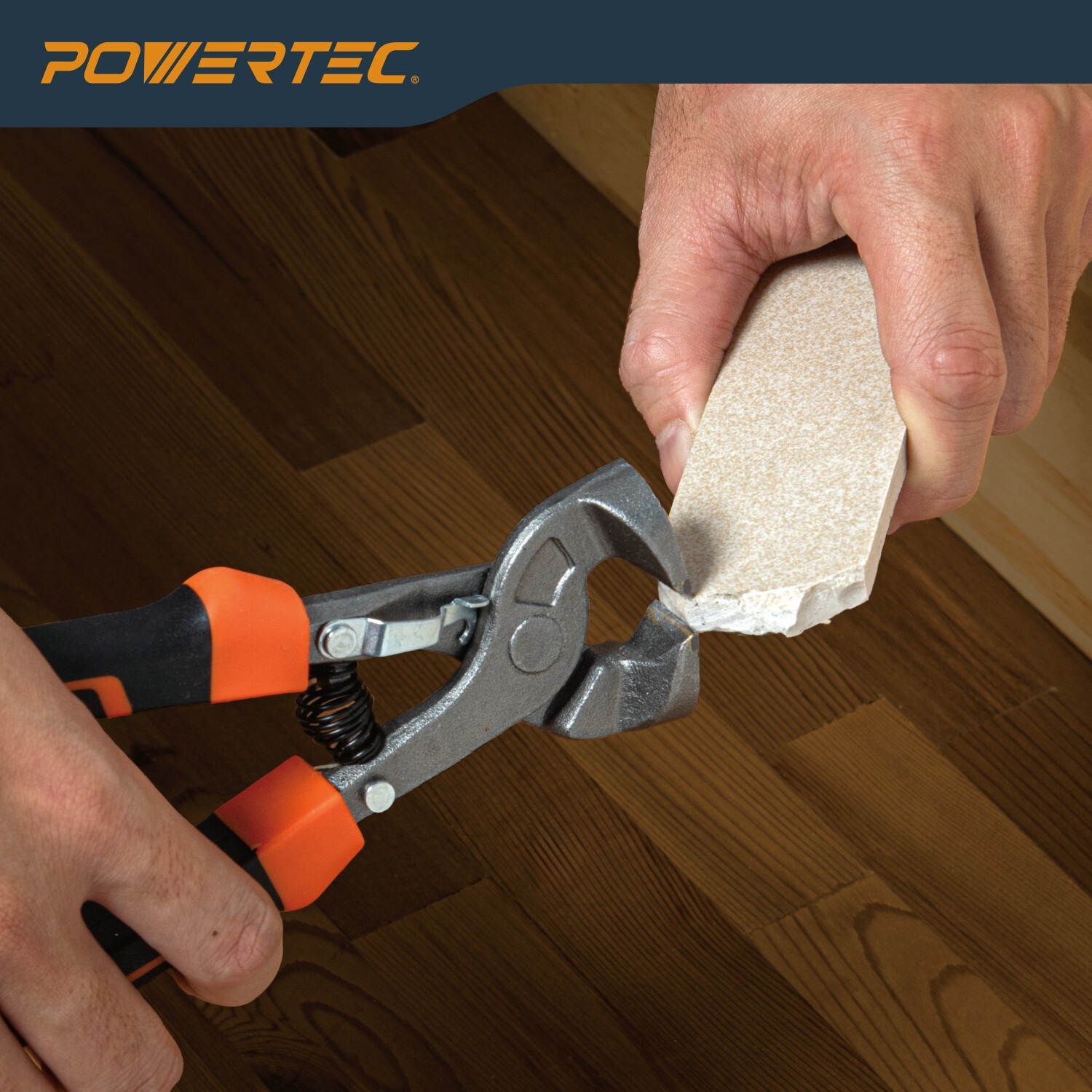 POWERTEC 8 inch Tile Nippers with Ergonomic Grip, for Trimming Tile and Mosaics