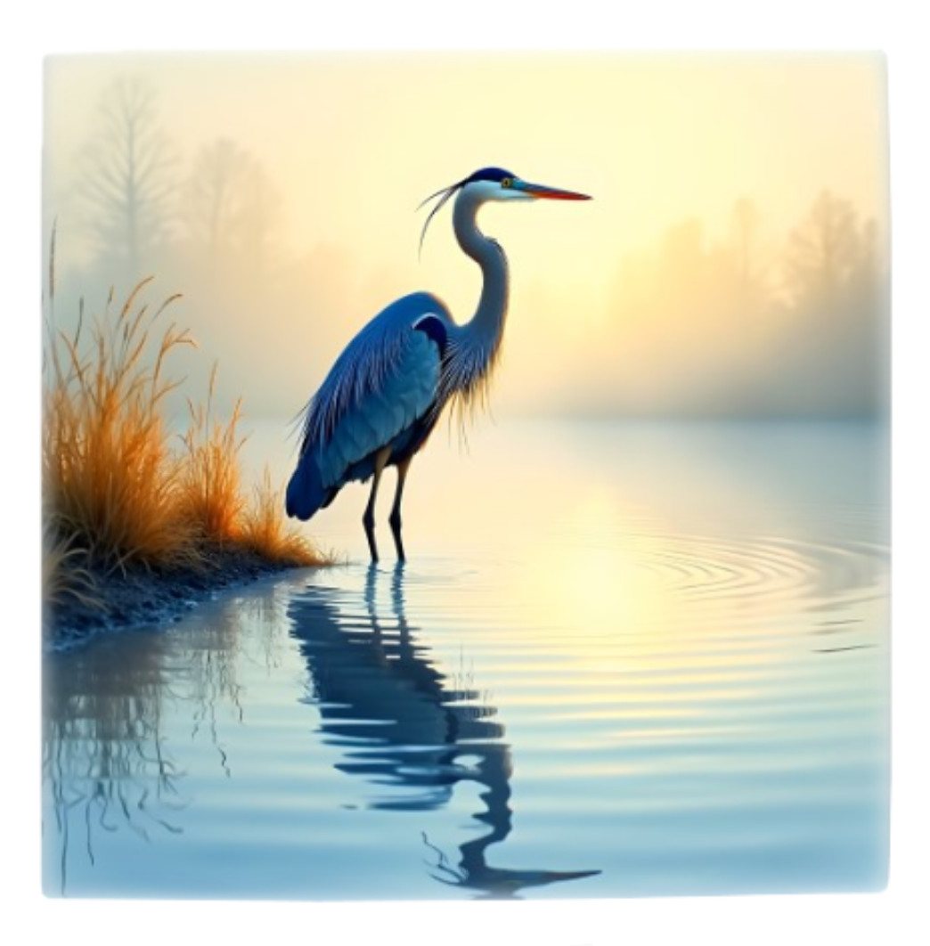 Heron bird Ceramic Tile 4.25×4.25, 6×6 or 8×8 inches Printed in USA