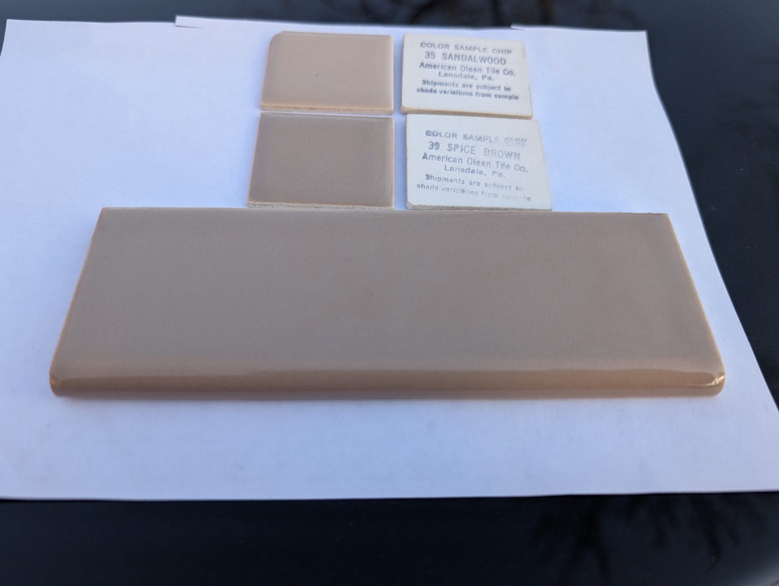 1 pc of American Olean Tile Thin Set Bullnose 2×6″ #39 Spice Brown S4269 S4200