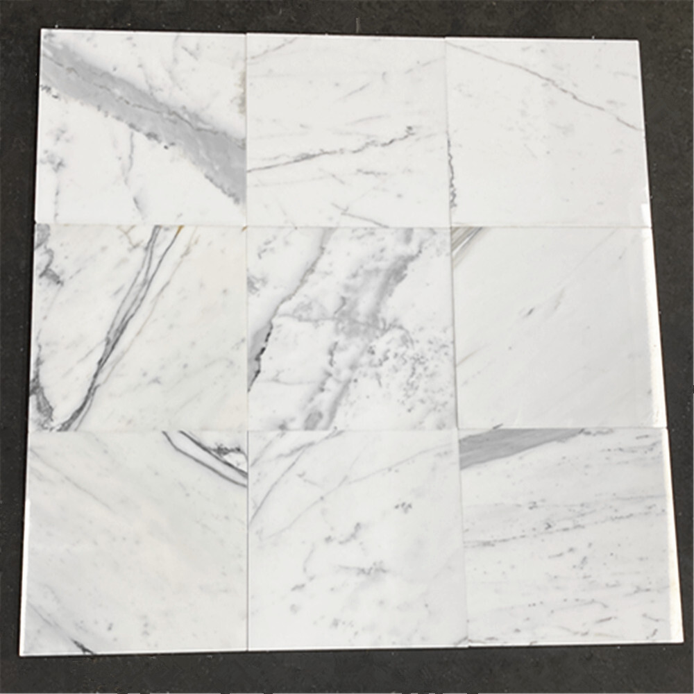 L44P Italian Statuary White Marble 12×12 Wall Floor Bathroom Tile Polished