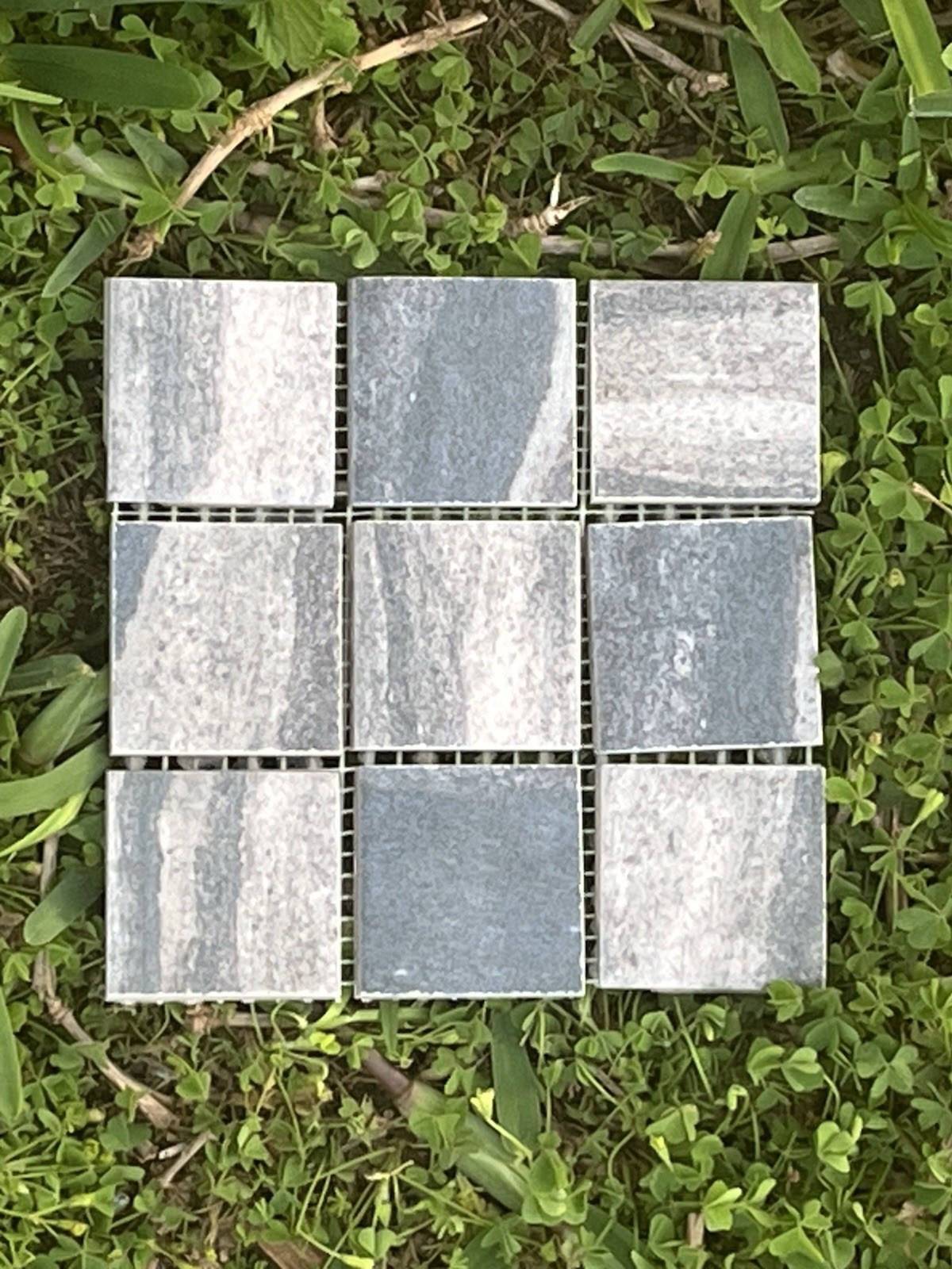 Gray Stone-Look 2×2 Square Mosaic Tile Sheet 6×6 Matte Mesh Backing
