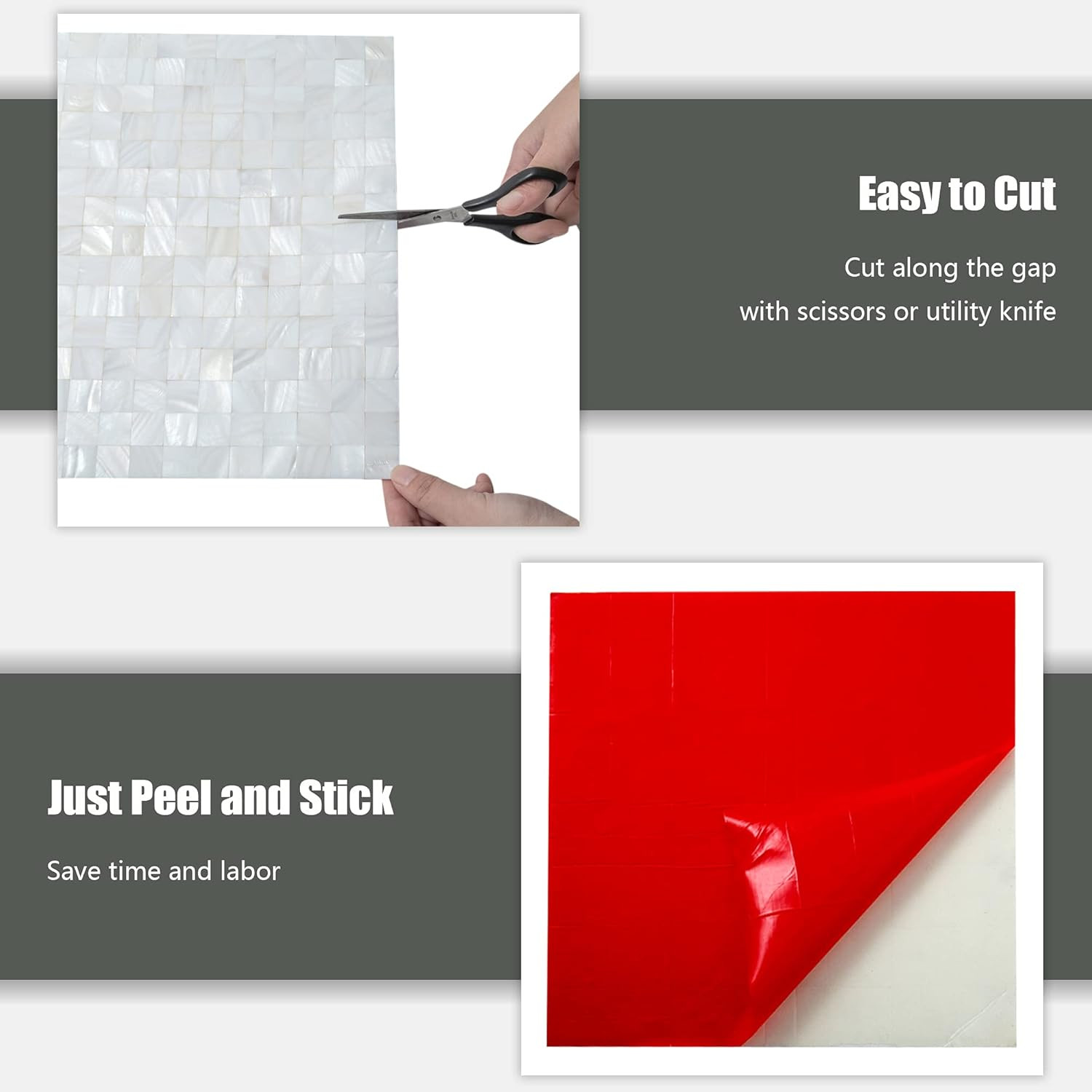 Mother of Pearl Peel and Stick Tile Backsplash 6PCS Ivory White Decor