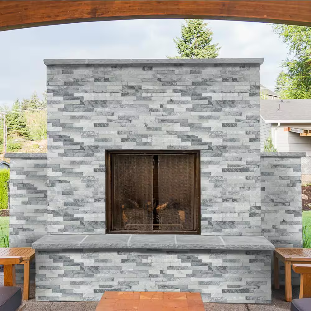 Alaska Gray Ledger Panel 6 In. X 24 In. Splitface Marble Wall Tile (6 Sq. Ft. /C