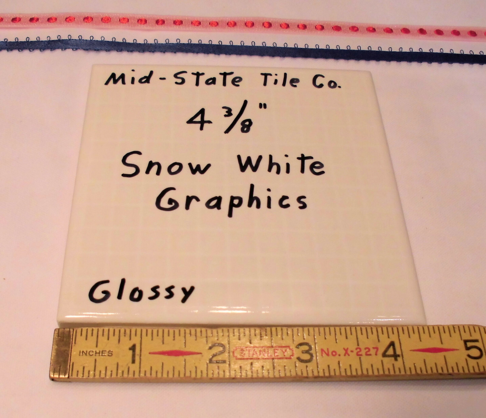 1 pc. *Snow White Graphics* 4-3/8″ Glossy Ceramic Tile by Mid-State: graft paper
