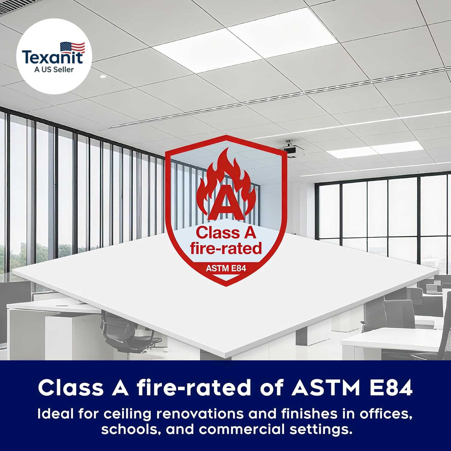 Premium PVC Smooth Drop Ceiling Tiles 2Ft X 4Ft – Waterproof, Fire-Rated, Washab