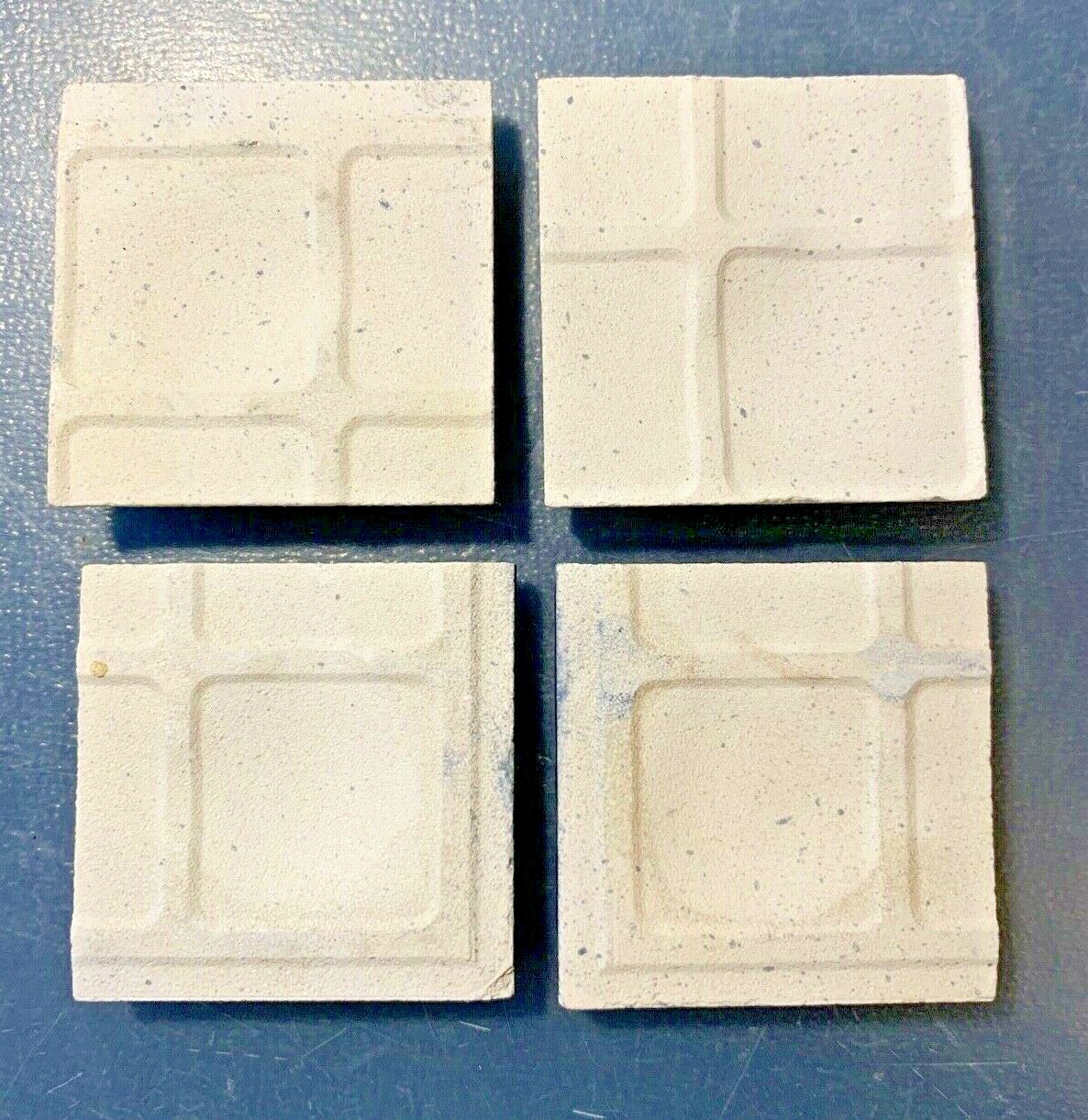 2×2″ Ceramic Tiles, Set of 4 Scallop Shell Seashell Blue Glaze Ocean Theme Tile