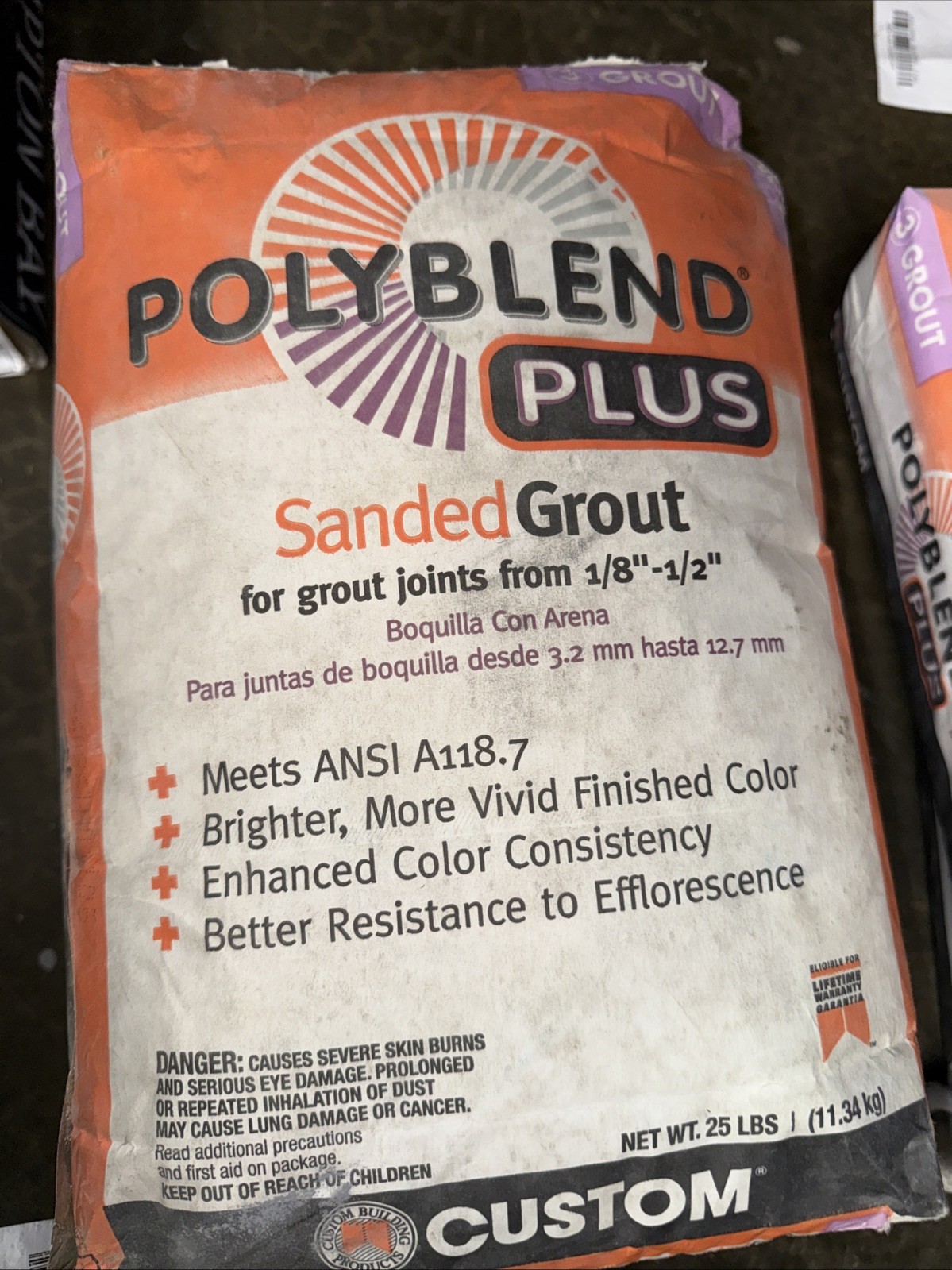 polyblend sanded grout Plus #380 Haystack