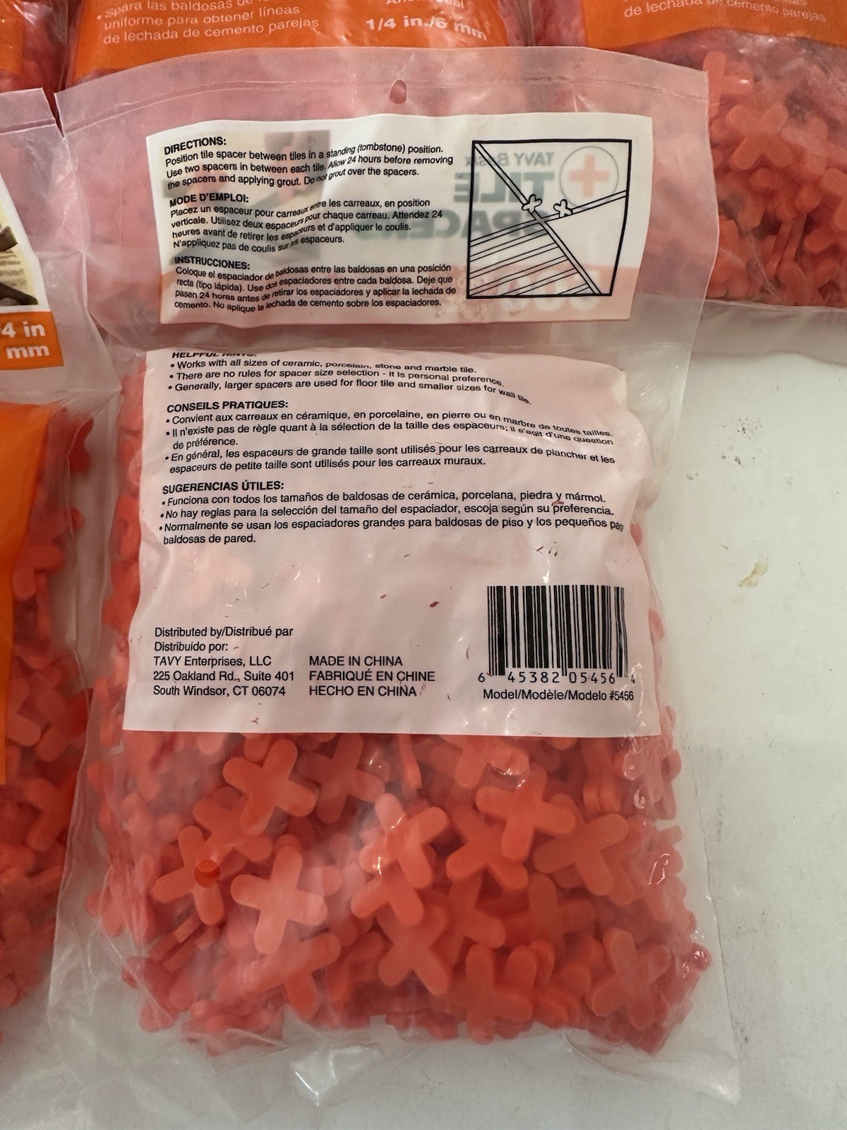 LOT OF 7 – Tavy Basix Tile Spacers 1/4in 6mm 500 Cross Pcs Orange Plastic