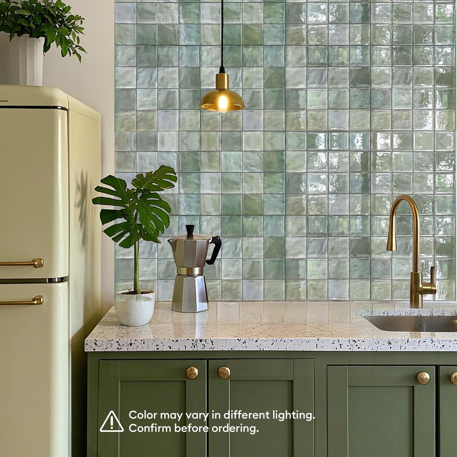 5 Pcs Peel and Stick Backsplash,3D Adhesive Wall Tiles-Spring Moss
