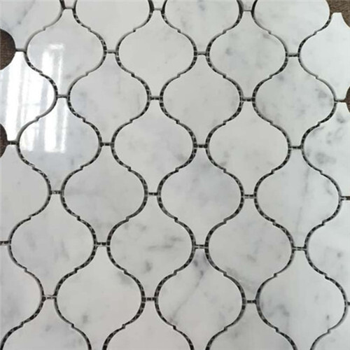 C892XP Carrara Marble Arabesque Baroque Lantern Mosaic Tile Venato Polished