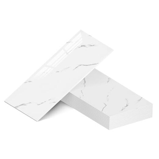 23.6″x11.8″ Waterproof Marble Peel and Stick Wall Panels Marble 10 Pack White