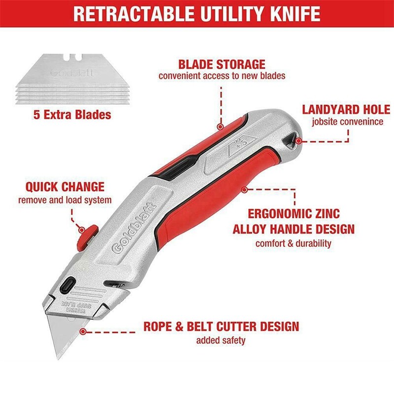 GOLDBLATT Molding Remover Tools Set Retractable Utility Knife Hammers Multi-tool