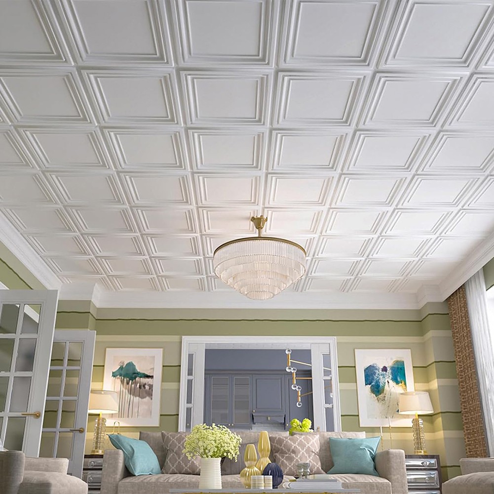 12/24/36Pack Drop Ceiling Tiles PVC Wall Panels Waterproof 3D Decor 24 x 24 Inch