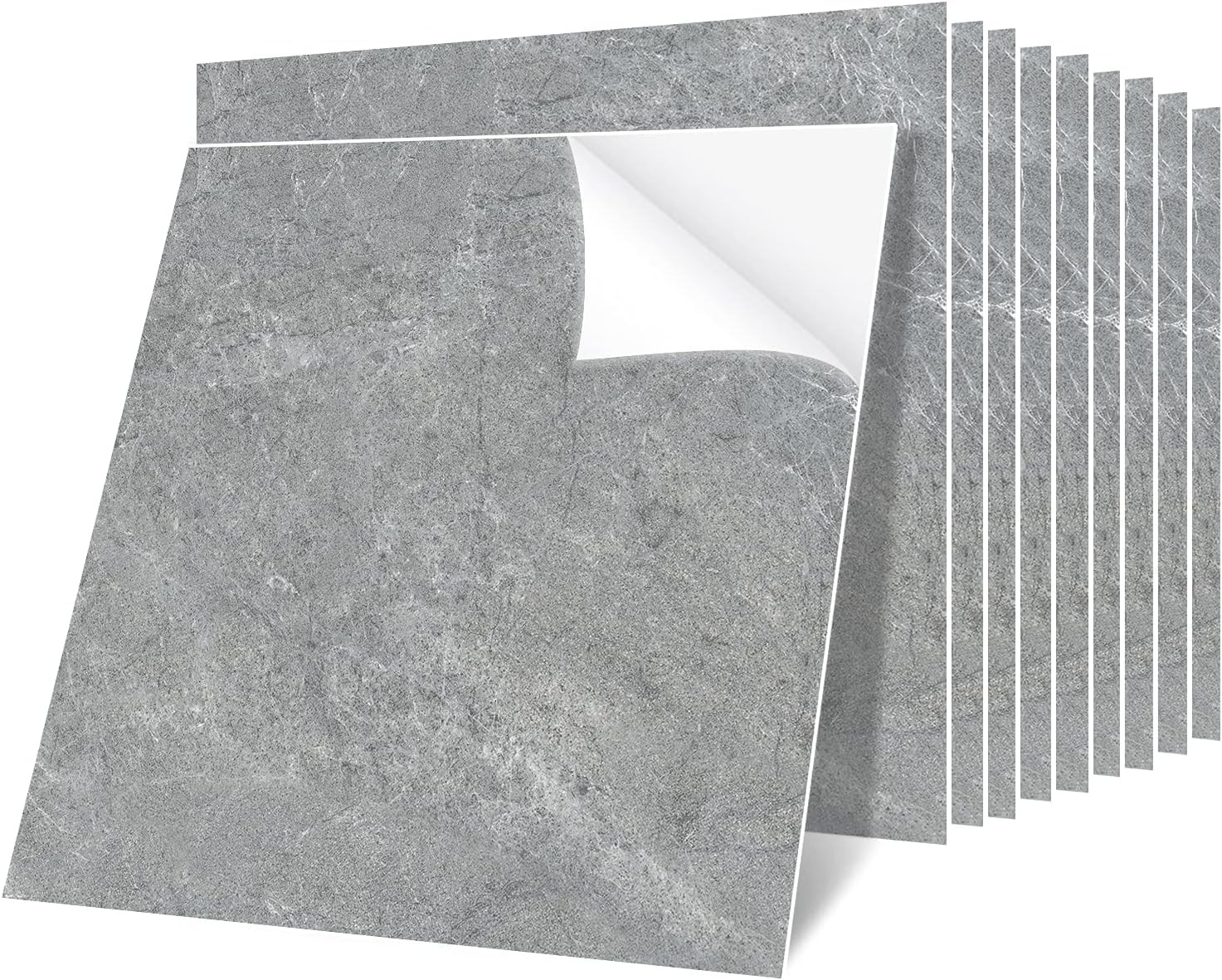 Lareko 20Sq.Ft Grey Marble Peel And Stick Vinyl Floor Tiles20 Tiles – 12 X