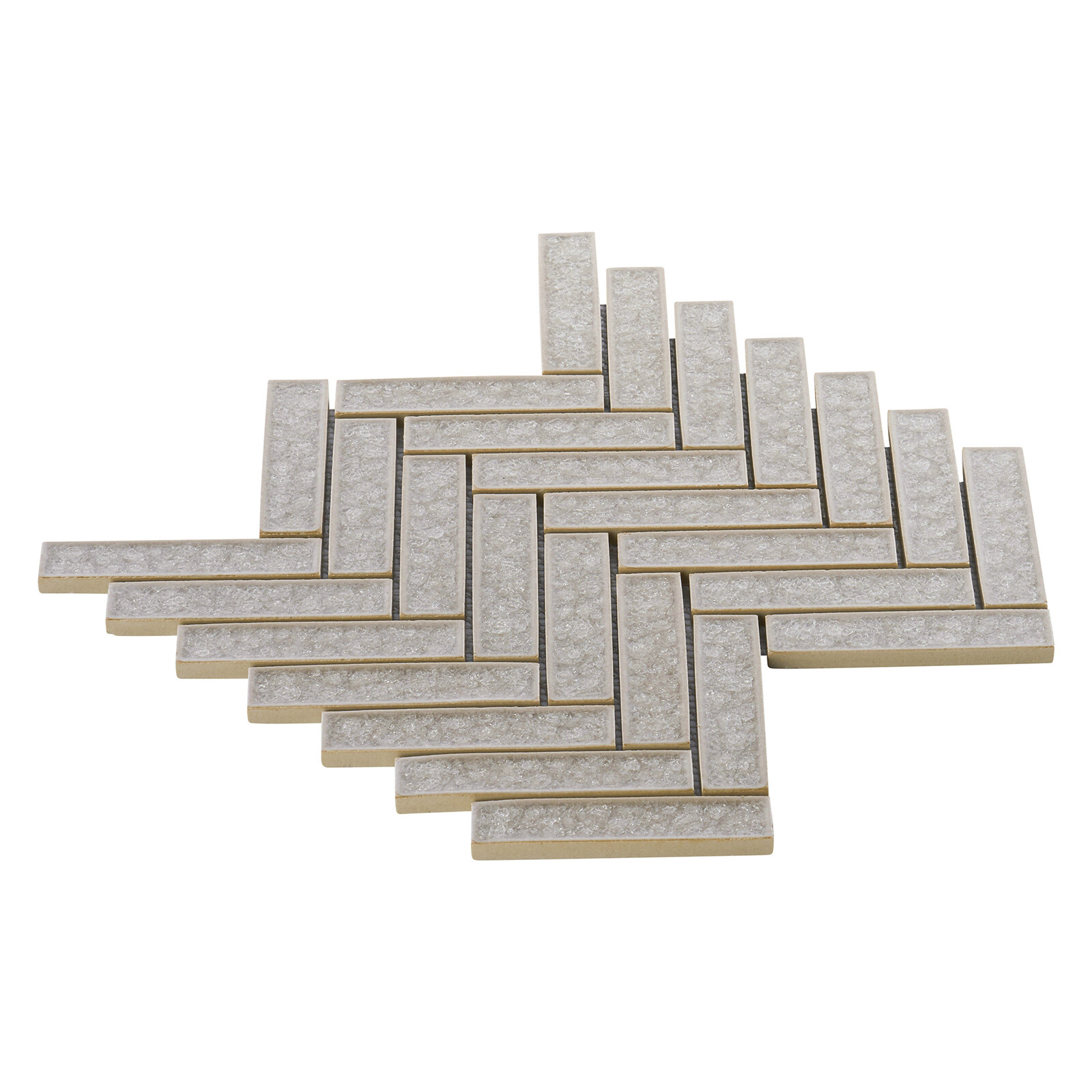 Tan Sand Crackle Glass Herringbone Mosaic Tile Kitchen Bathroom Wall Backsplash