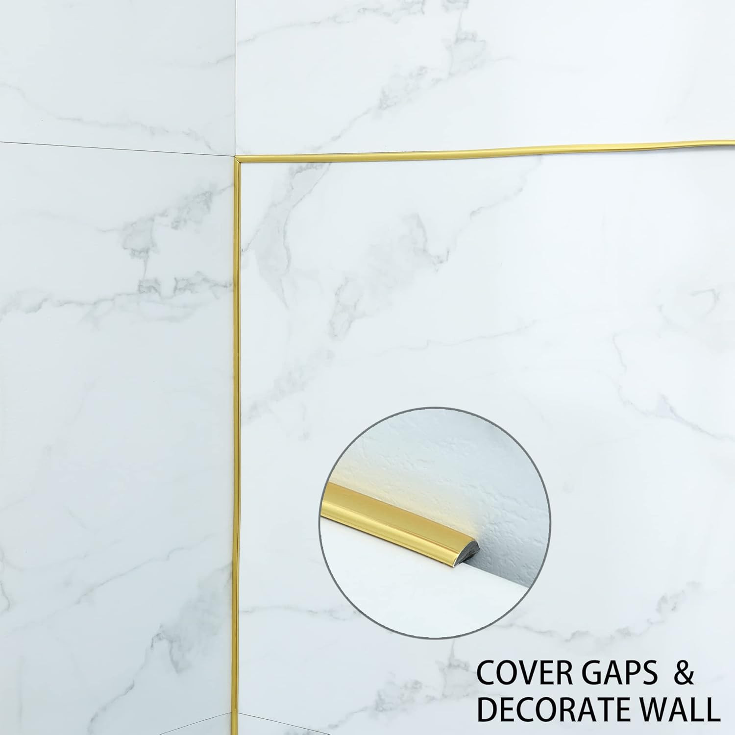 16.4Ft Shiny Gold Peel and Stick Molding Trim, Flexible Mirror Wall Ceiling F…