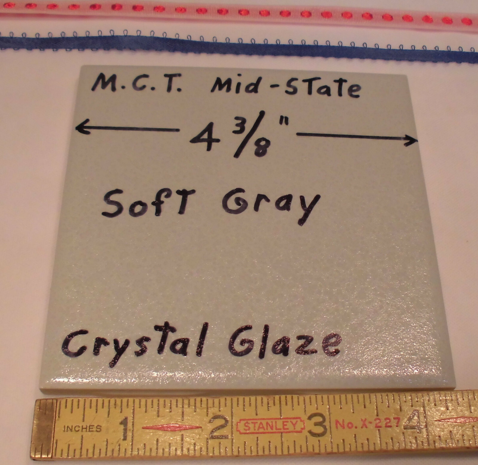 1 pc. Ceramic Tile *Gray Crystal Glazed* by M.C.T. ; Mid-State Co. 4-3/8″ New
