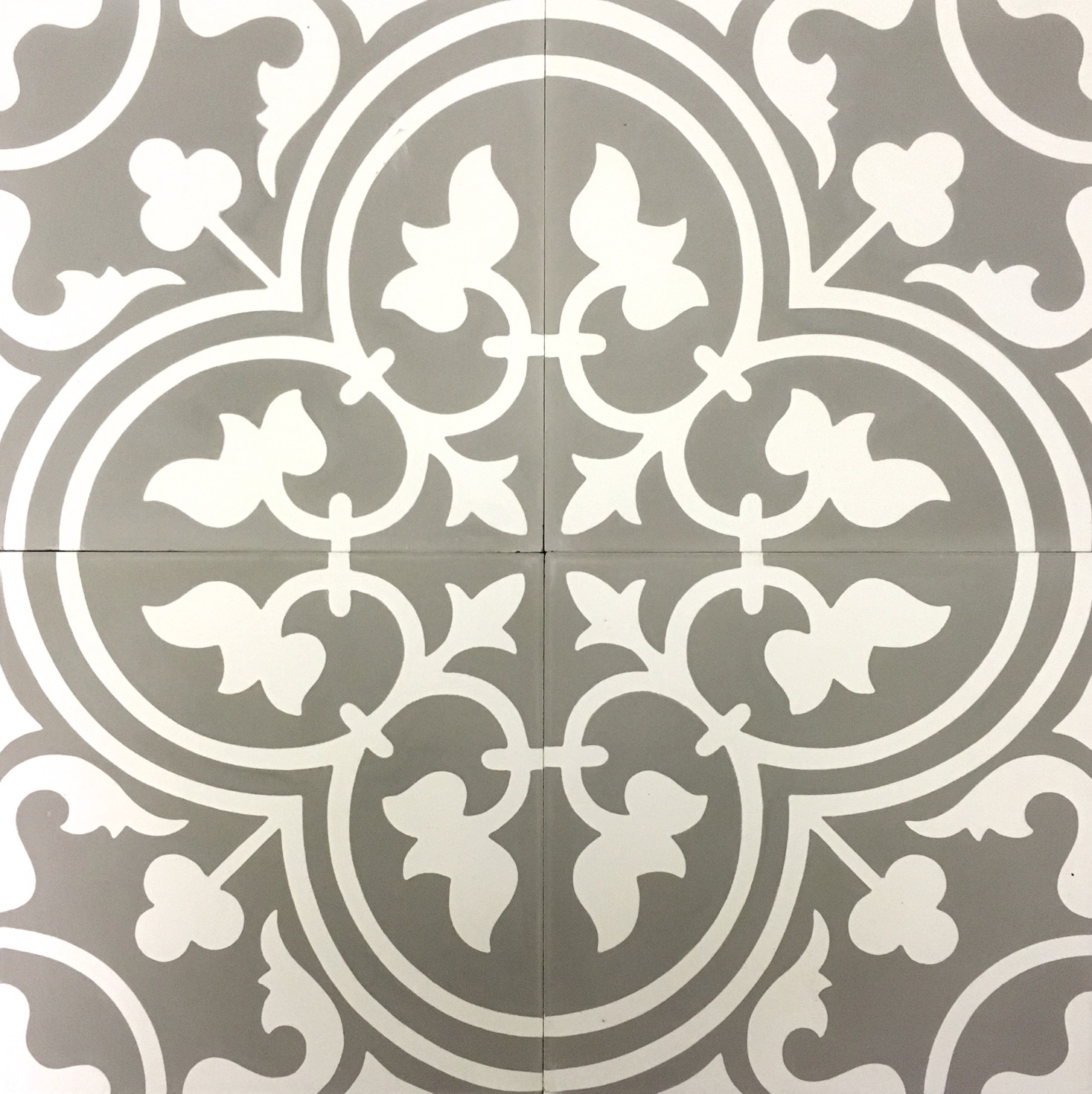 Flora Encaustic Soft Gray White 8×8 Honed Finish Cement Wall Tile Floor
