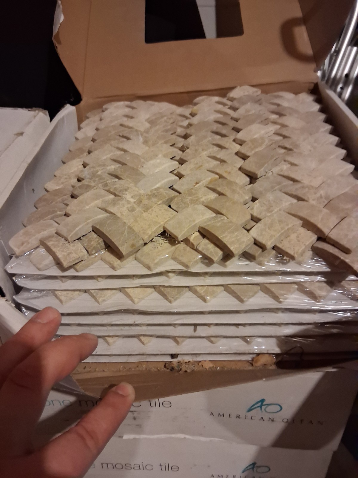 American Olean Delfino Stone Emperador Unglazed Natural Stone Marble Mosaic Tile