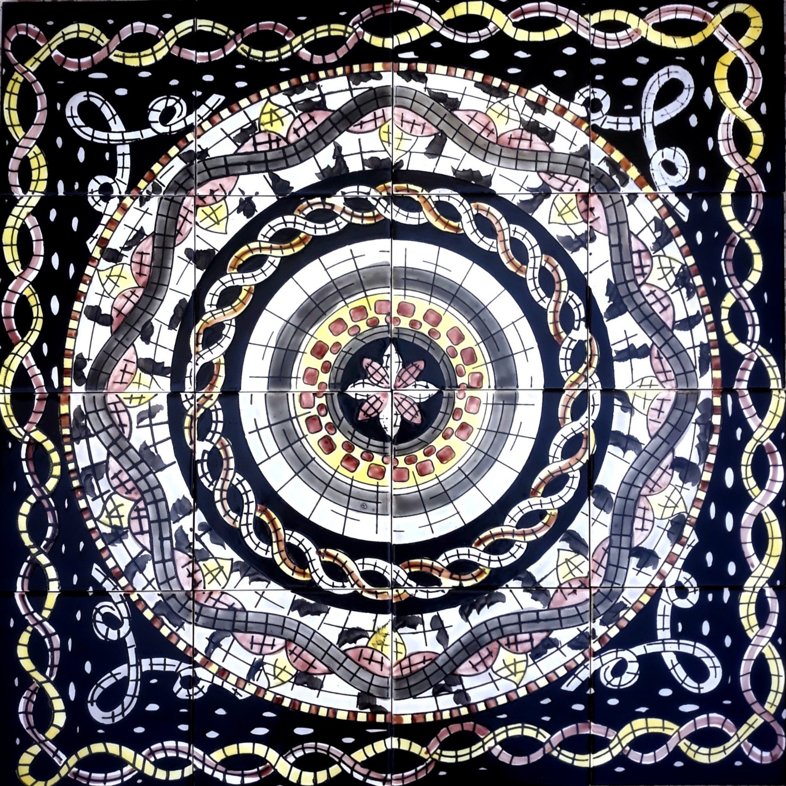 24inx24in Mosaic Medallion Persian Design Ceramic Tiles Mosaic Wall Mural